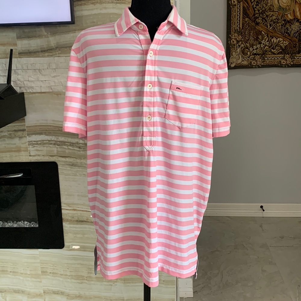 Polo Ralph‎ Lauren Pink White Stripes. Size M